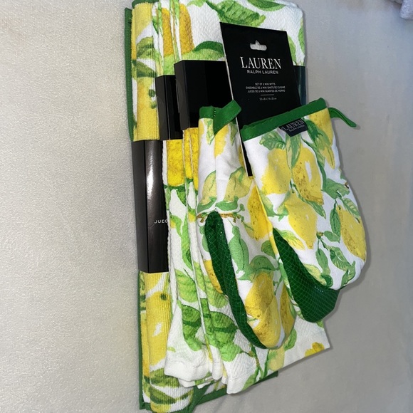 🎉HP🎉Lauren Ralph Lauren 8pc Lemon Kitchen Set—4 Towels 2 mats 2 mini mitts🍋 - Picture 11 of 15
